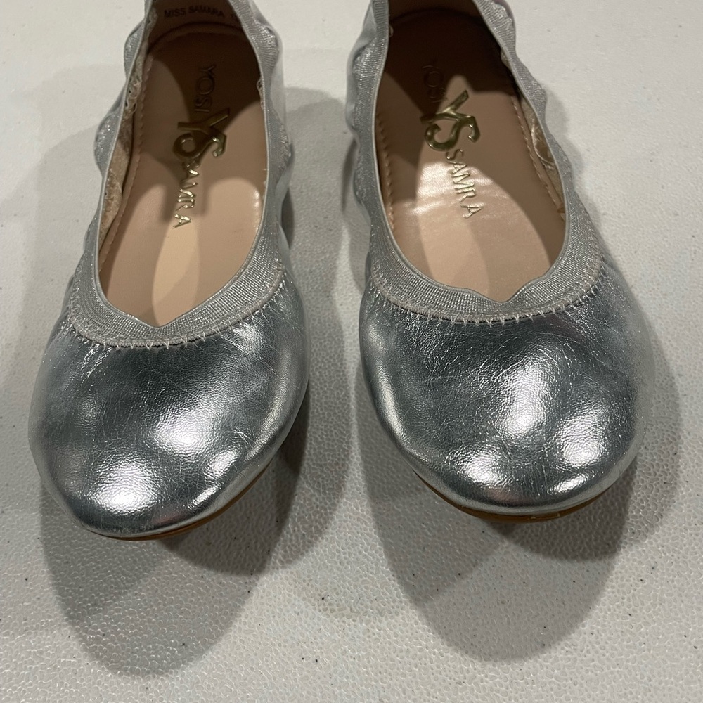 Yosi Samra Metallic Silver Kids Dress Shoes